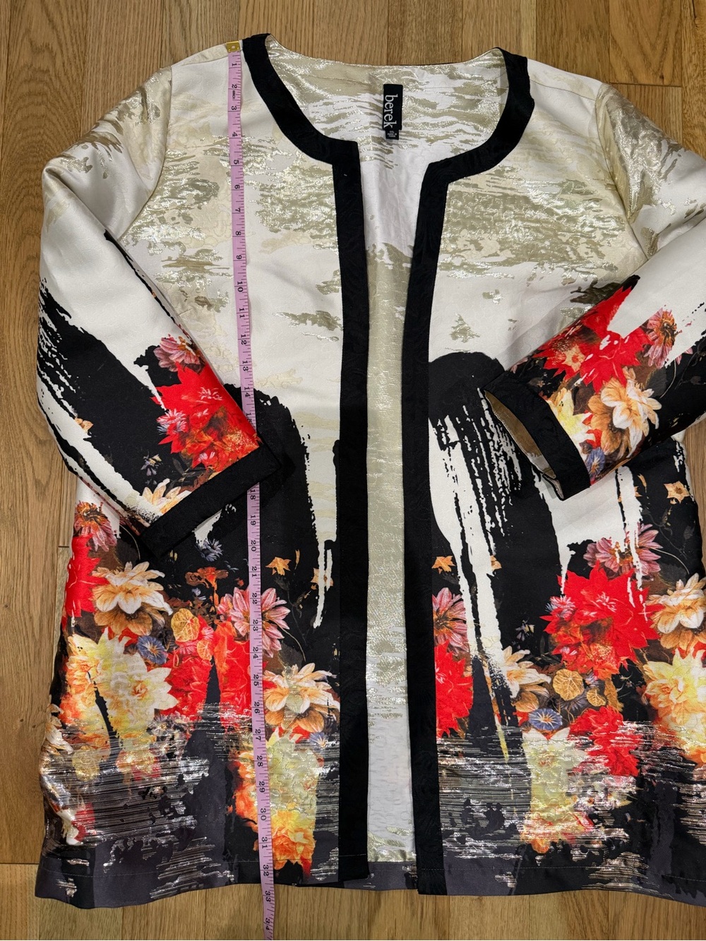 Berek Floral Brushstroke Open-Front Jacket | Size 1XL - Picture 11 of 14